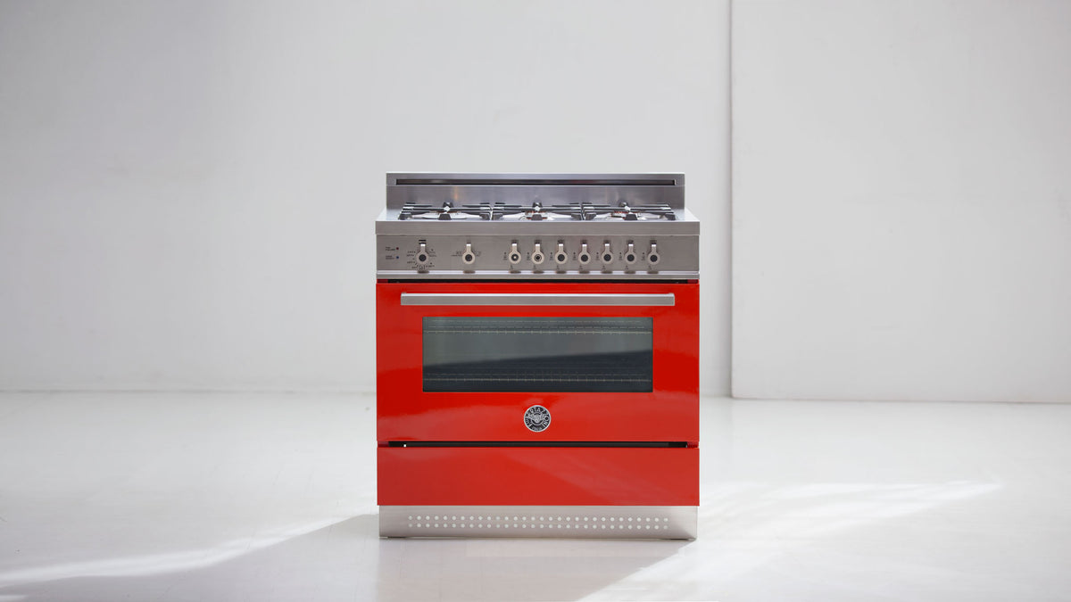 Bertazzoni Pro96L1Erot Single Oven Dual Fuel 90Cm Range Cooker In Red