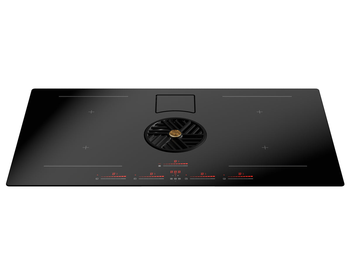 BERTAZZONI P804ICH2M37NT 80cm 4 Zone Induction Hob with integrated Hood in Black Glass