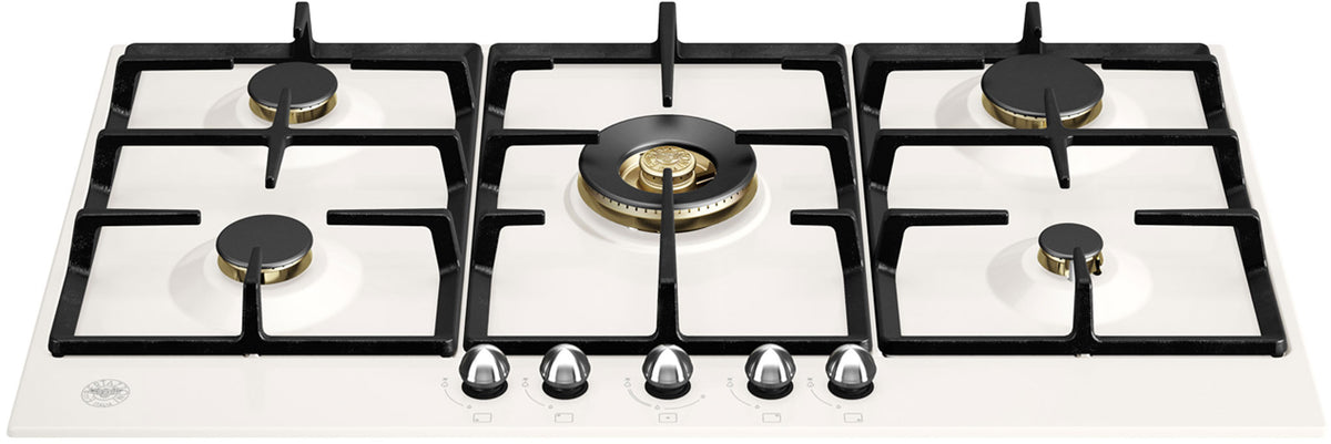 BERTAZZONI P905CHERAX 90cm Gas Hob 5kW ring Centre Wok in Ivory with Stainless Detail