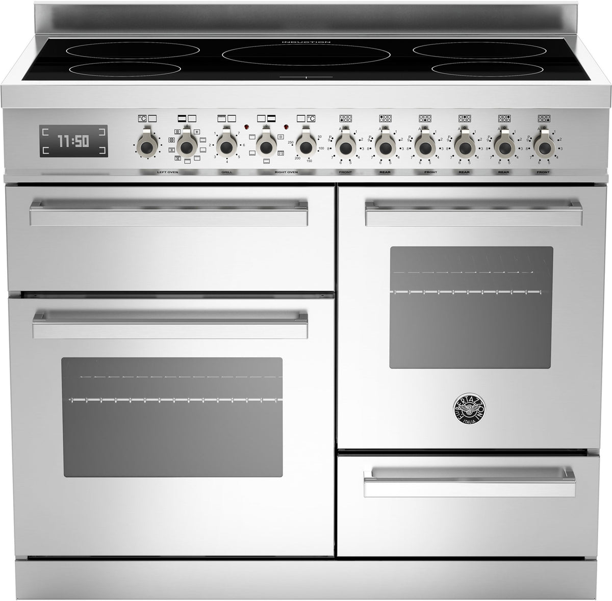 Bertazzoni Pro115I3Ext Triple Oven Induction 110Cm Range Cooker In Stainless Steel