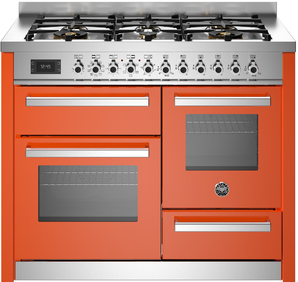 BERTAZZONI PRO116L3EART 110cm Electric Triple Oven 6 burner Gas Hob Range Cooker in Orange