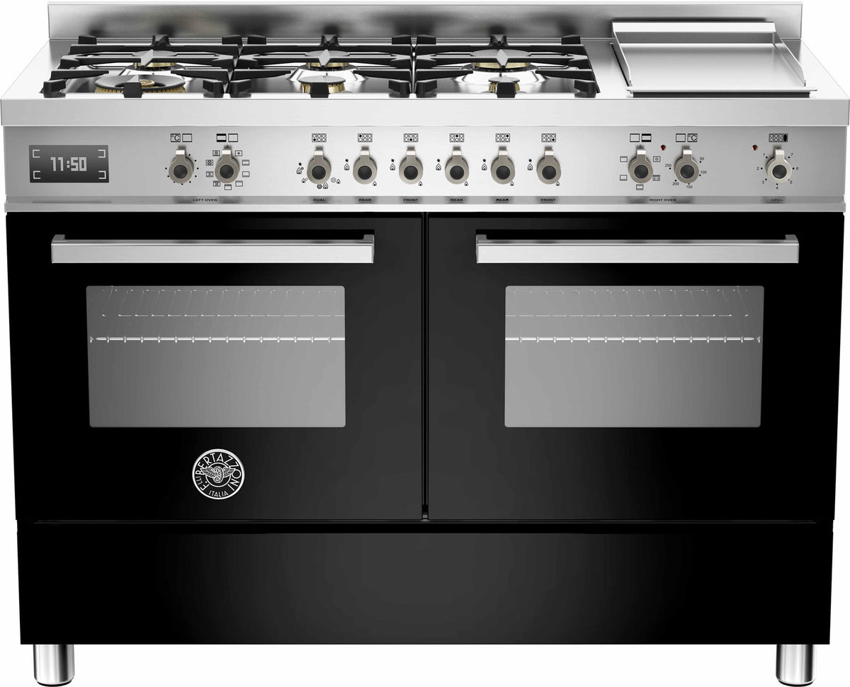 Bertazzoni Pro126G2Enet Double Oven Dual Fuel 120Cm Range Cooker In Black