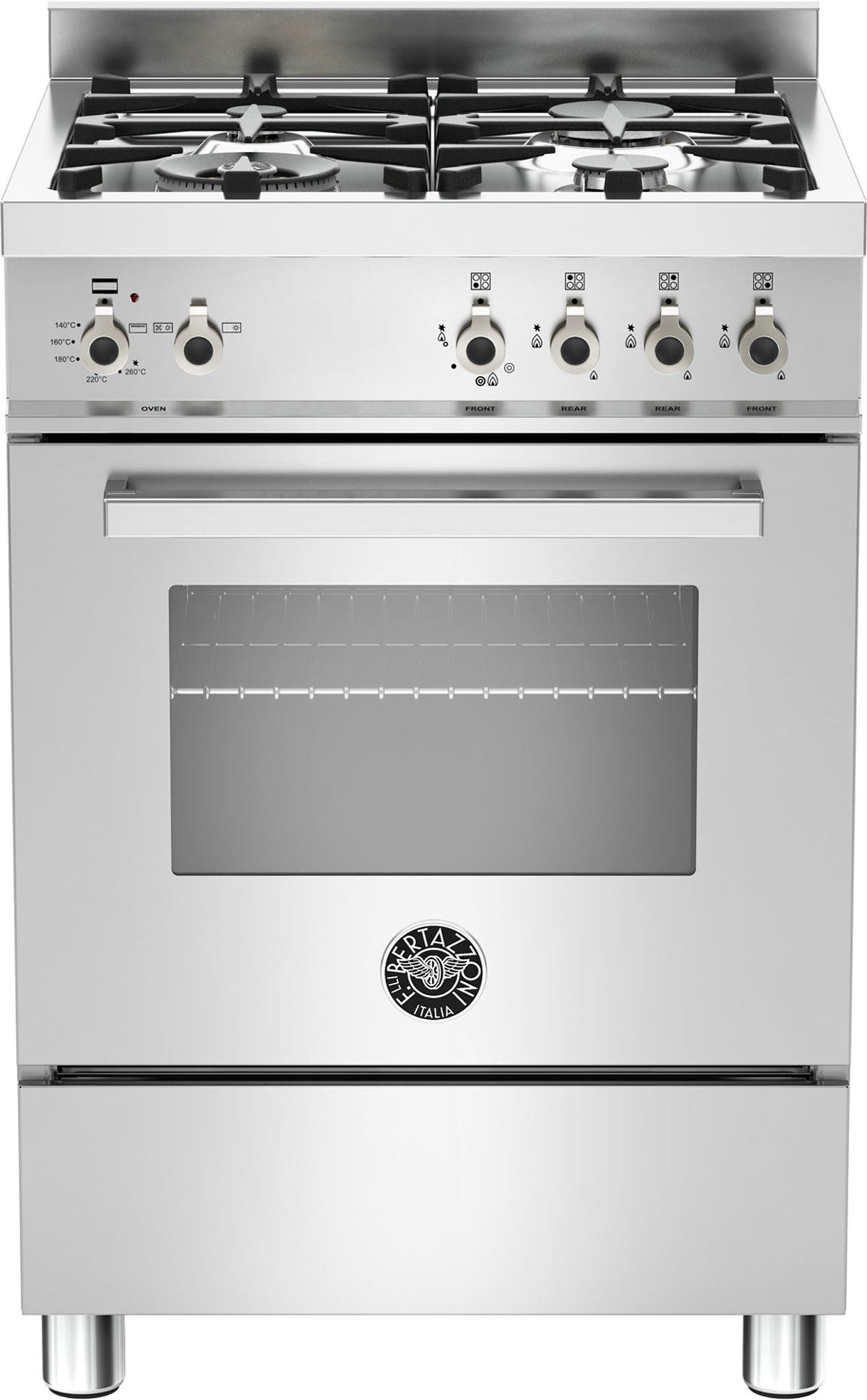 Bertazzoni Pro64L1Ext Single Oven Dual Fuel 60Cm Range Cooker In Stainless Steel